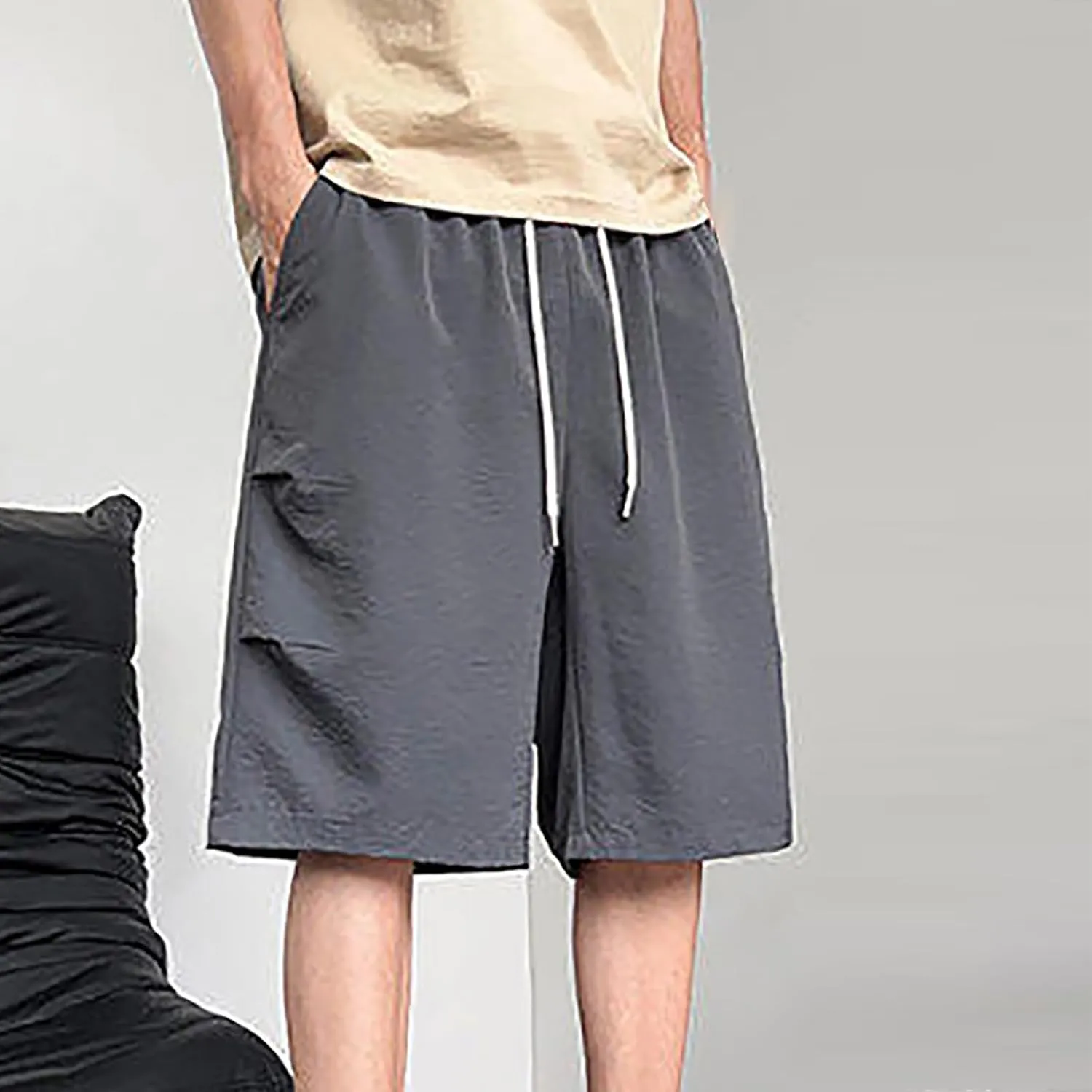 Men's Shorts Athletic Quick Dry with Pockets Casual Workout Gym Running Elastic Breathable Activewear Trunks