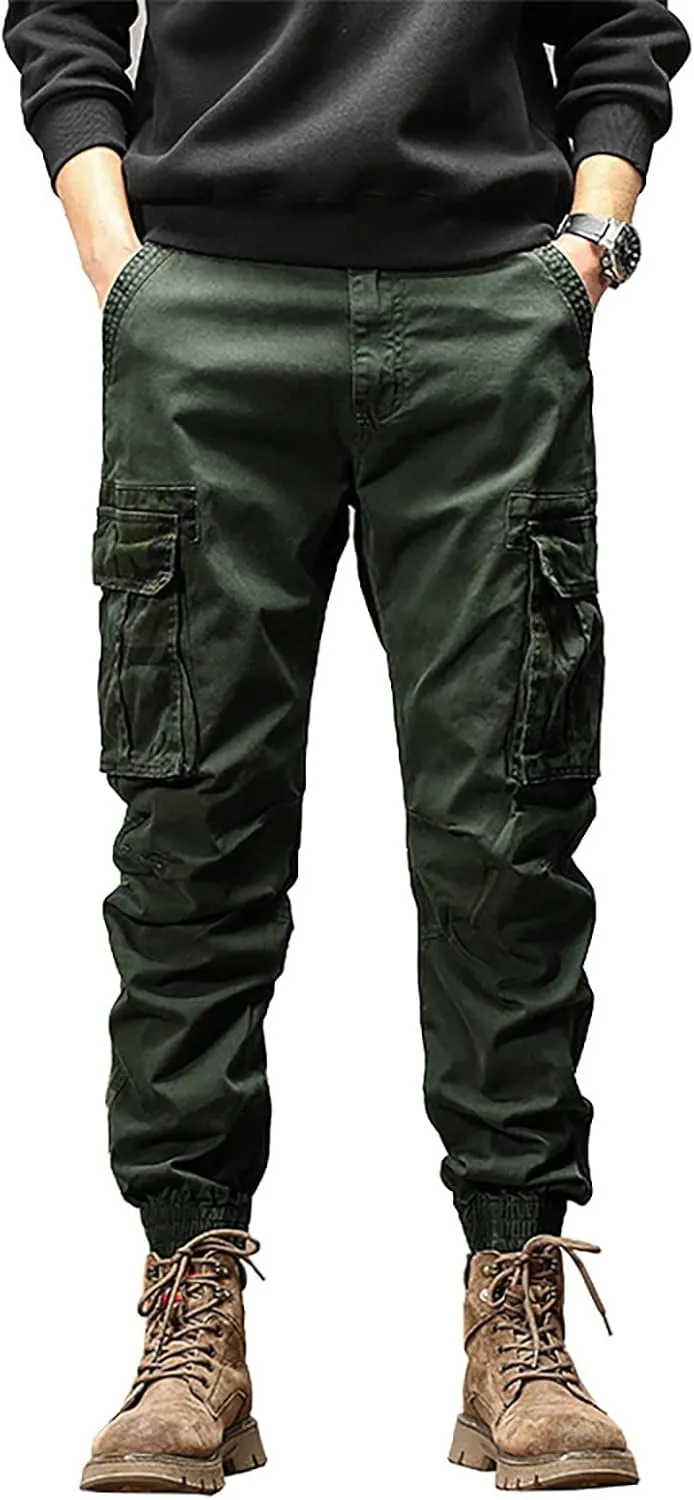 Mens Sweatpants with Pockets Big and Tall Athletic Cargo Trousers Utility Pants with Zip Pockets Joggers for Men Cargo
