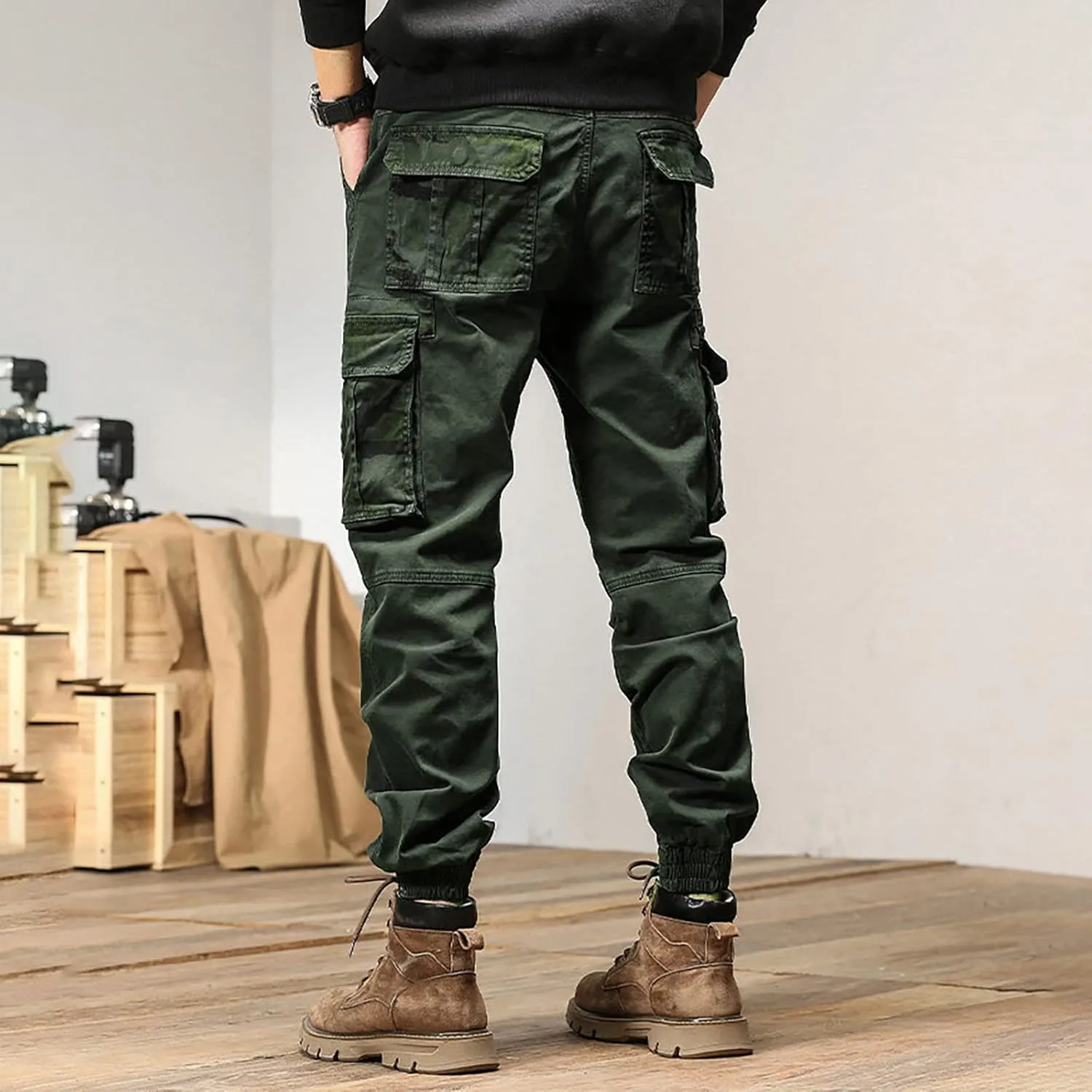 Mens Sweatpants with Pockets Big and Tall Athletic Cargo Trousers Utility Pants with Zip Pockets Joggers for Men Cargo