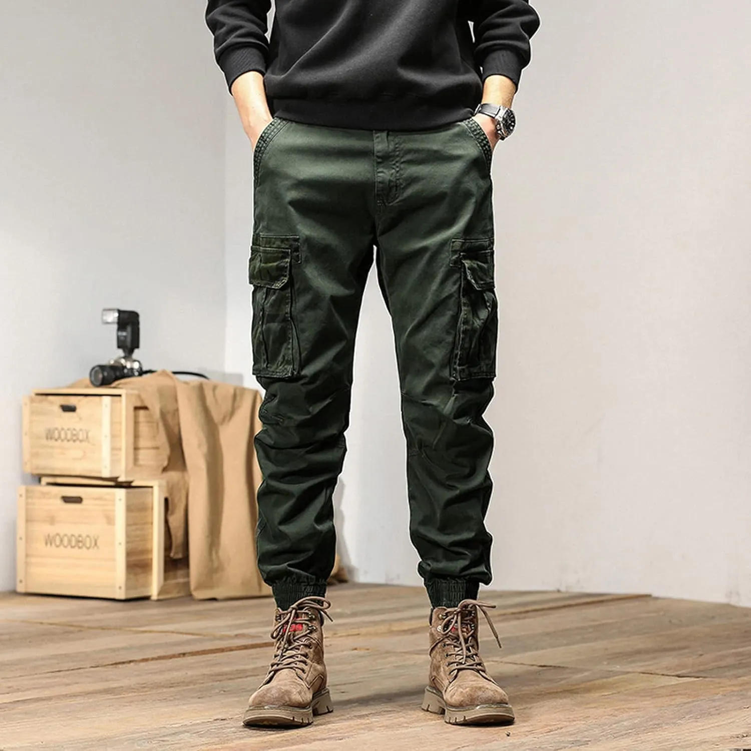 Mens Sweatpants with Pockets Big and Tall Athletic Cargo Trousers Utility Pants with Zip Pockets Joggers for Men Cargo