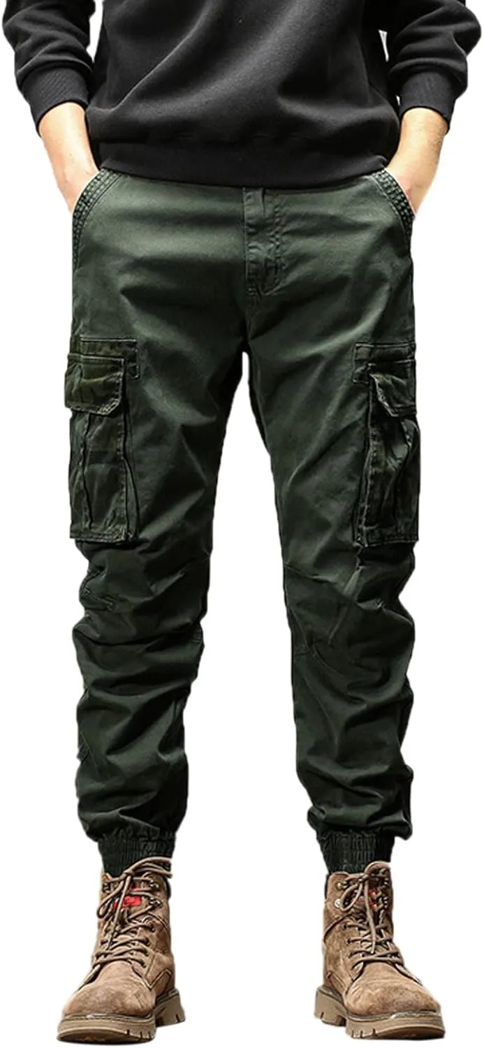 Mens Sweatpants with Pockets Big and Tall Athletic Cargo Trousers Utility Pants with Zip Pockets Joggers for Men Cargo