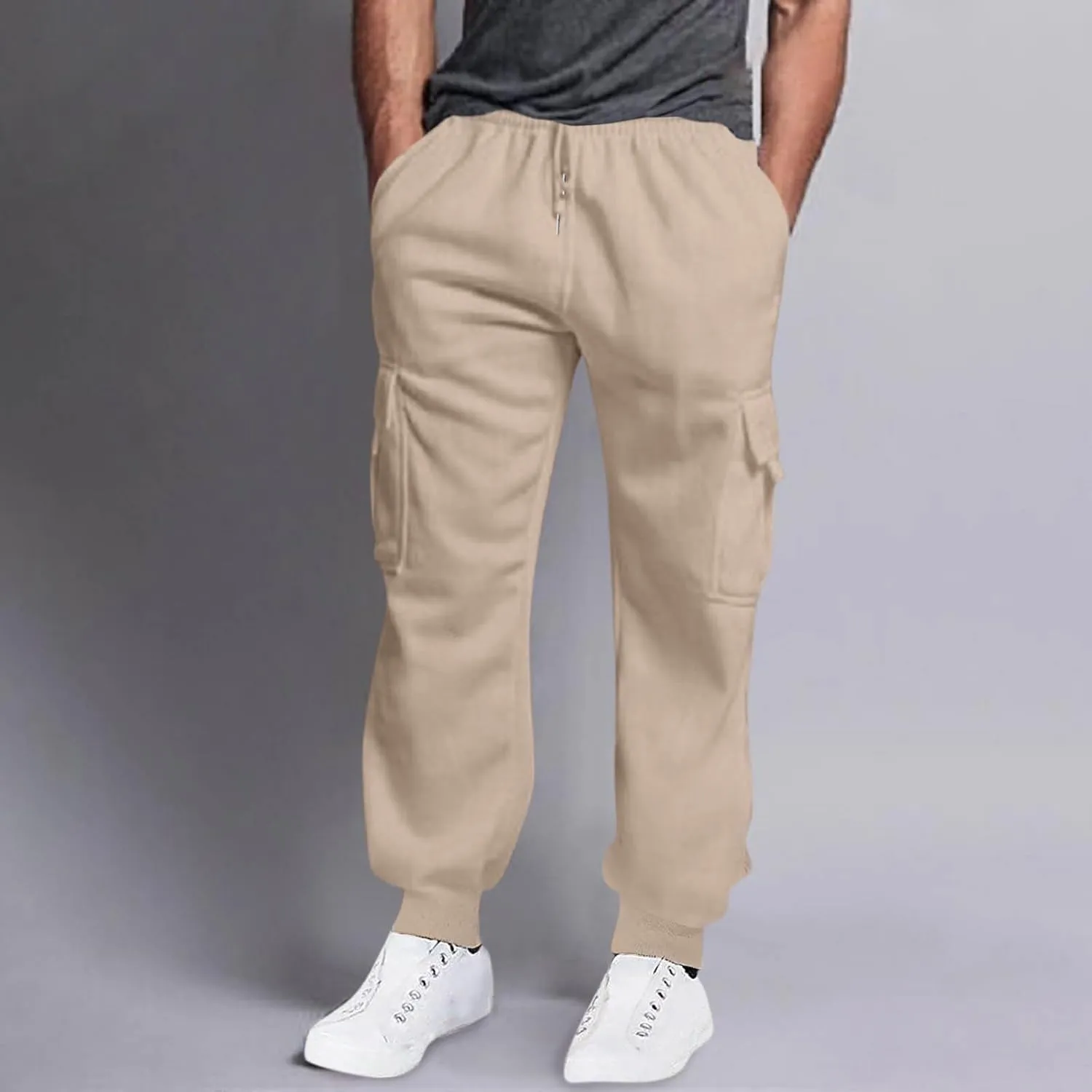 Mens Sweatpants with Pockets Big and Tall Pant Fleece Liend Pants Hiking Drawstring Joggers Cargo Pant Men Pants Hiking