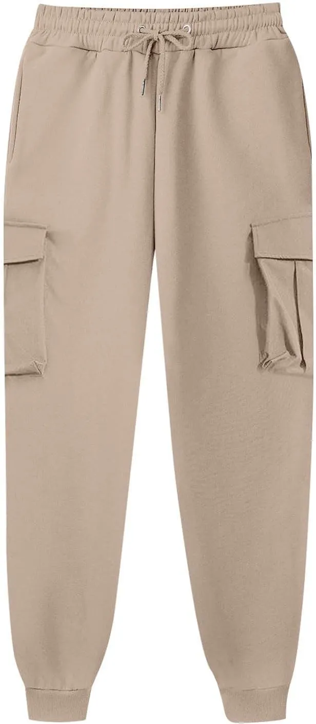 Mens Sweatpants with Pockets Big and Tall Pant Fleece Liend Pants Hiking Drawstring Joggers Cargo Pant Men Pants Hiking