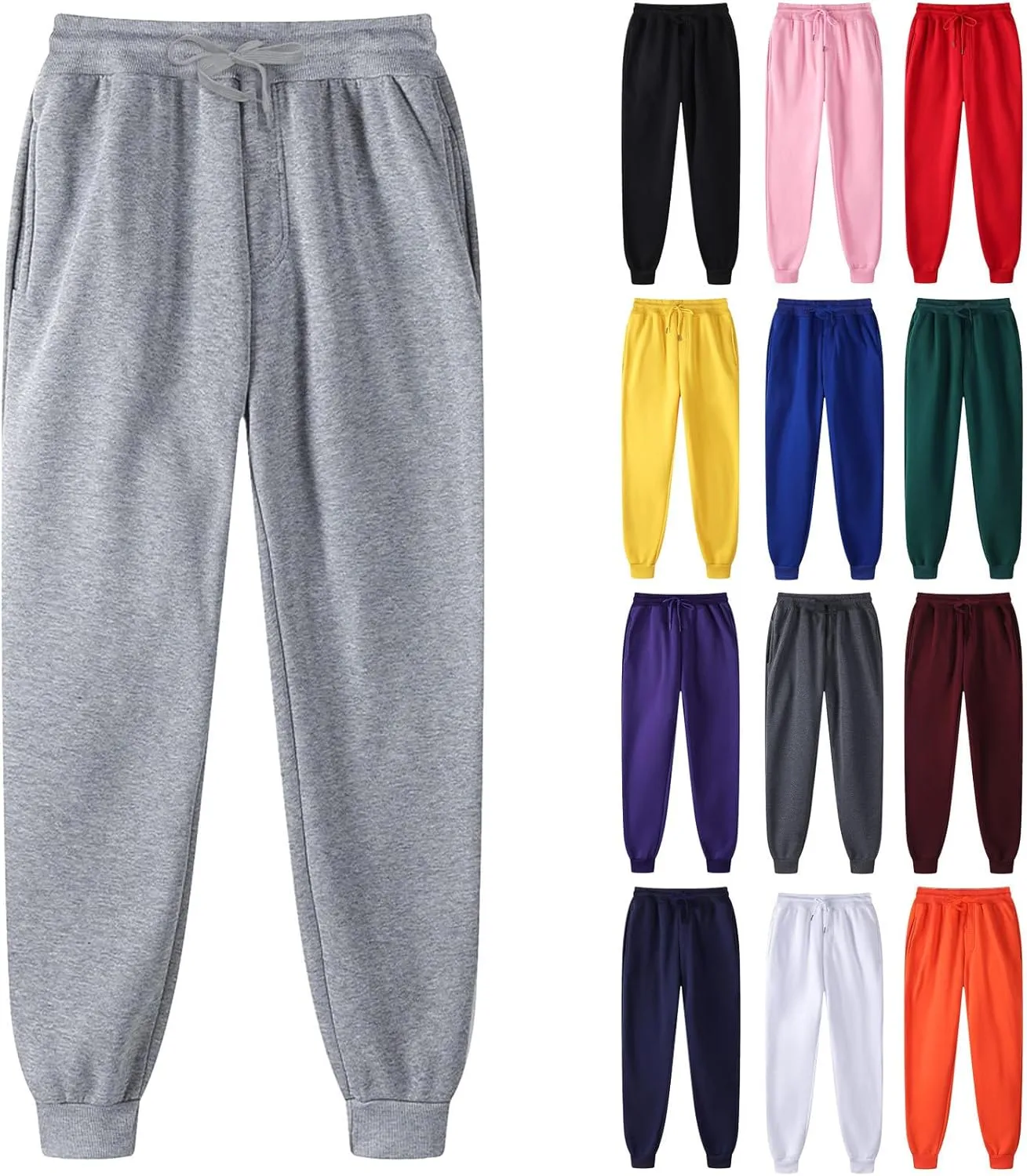 Mens Sweatpants with Pockets Sweatpants for Men Loose Fit Men's Solid Athletic Lounge Pants Open Bottom Jersey Pants