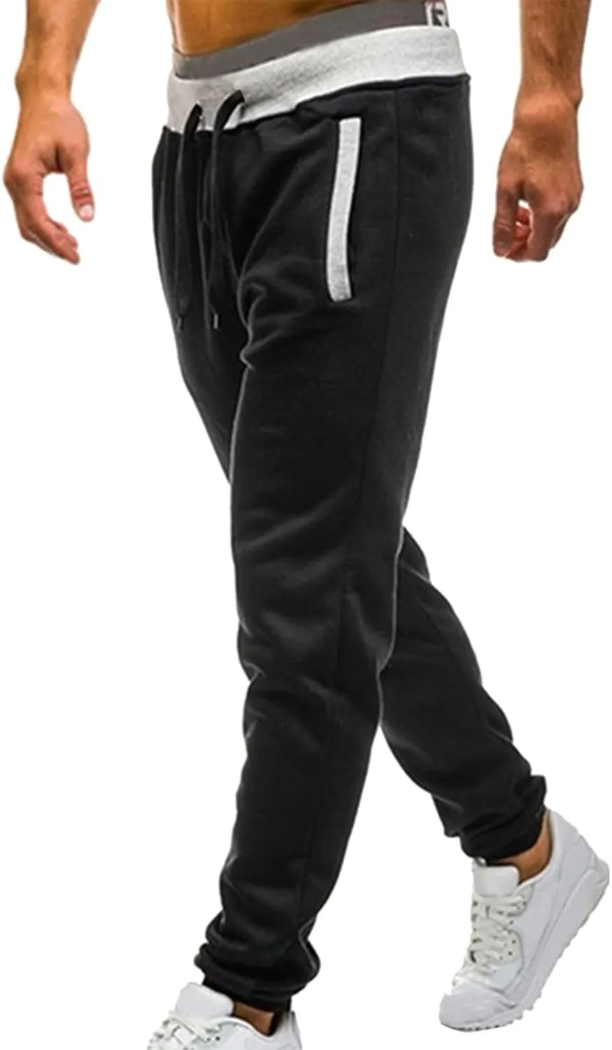 Mens Warm Fleece Sweatpants Winter Joggers Pants Sherpa Lined Athletic Sweatpants with Zipper Pockets