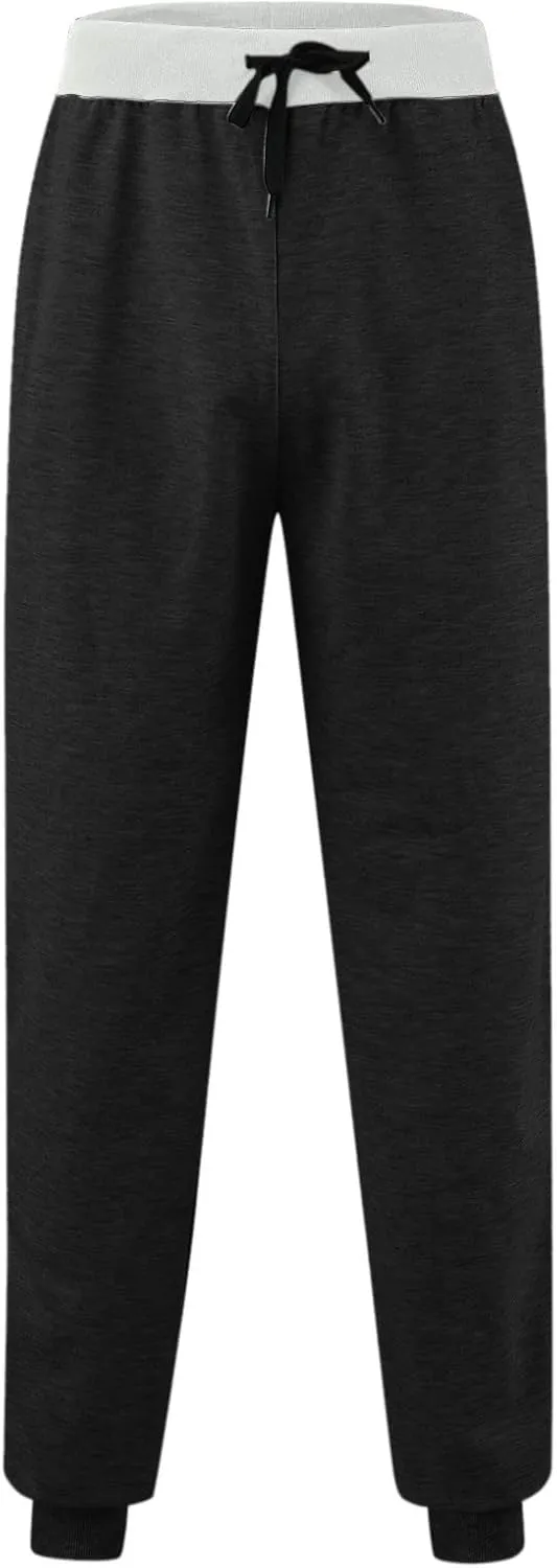 Mens Warm Fleece Sweatpants Winter Joggers Pants Sherpa Lined Athletic Sweatpants with Zipper Pockets