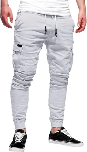 Mens Workout Cargo Sweatpants for Men Casual Long Trousers Light Jogger Pants Men's Club Sweatpants Stretch Elastic