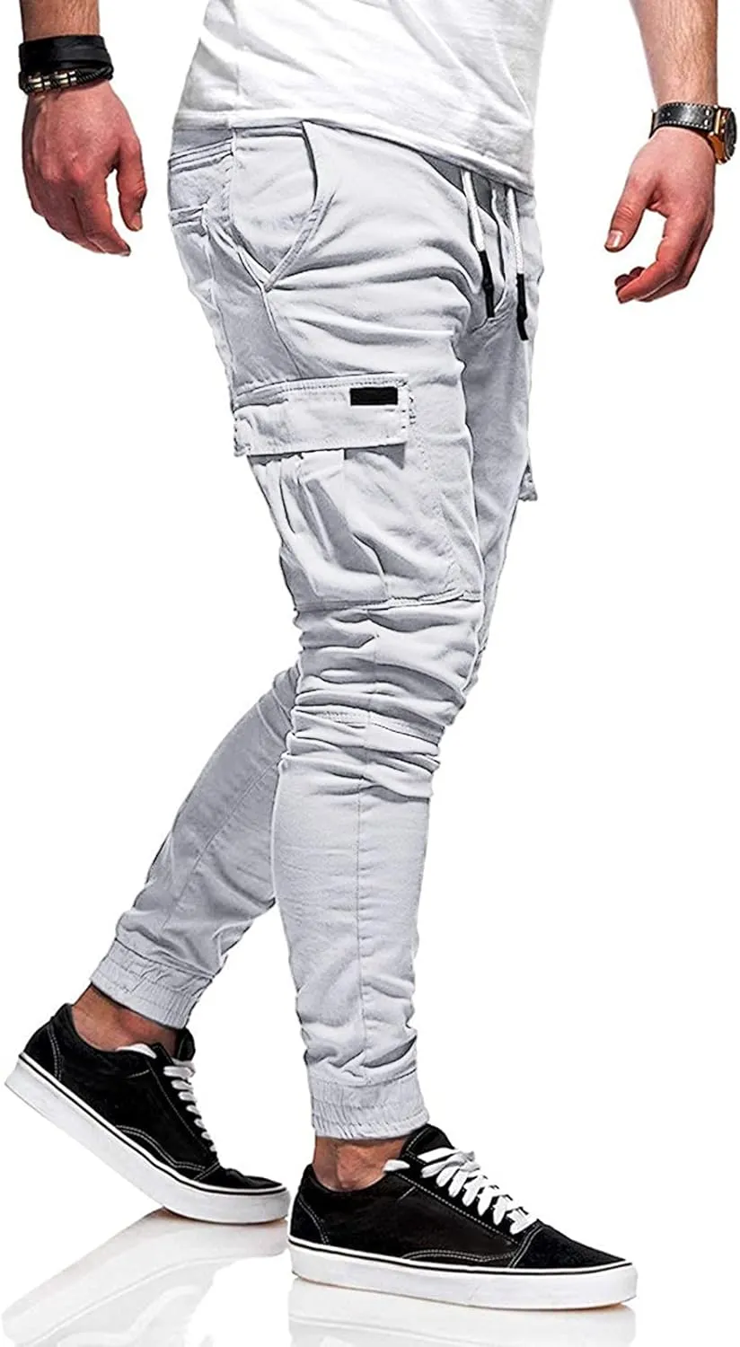 Mens Workout Cargo Sweatpants for Men Casual Long Trousers Light Jogger Pants Men's Club Sweatpants Stretch Elastic