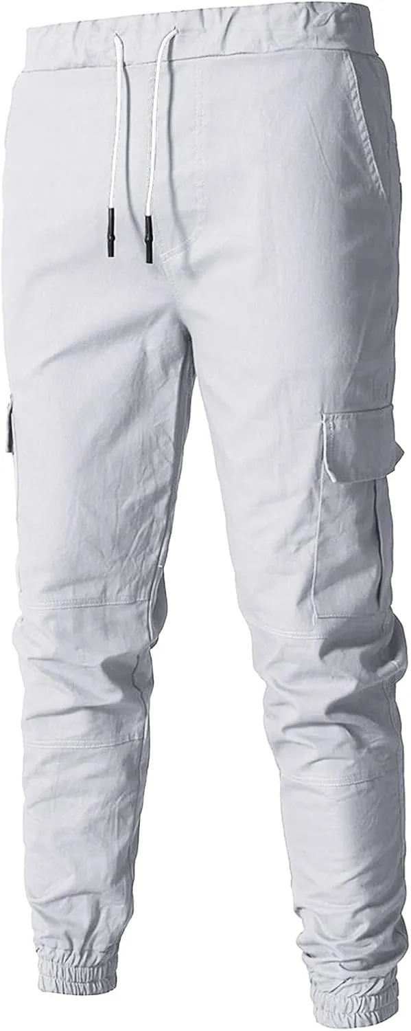 Mens Workout Cargo Sweatpants for Men Casual Long Trousers Light Jogger Pants Men's Club Sweatpants Stretch Elastic