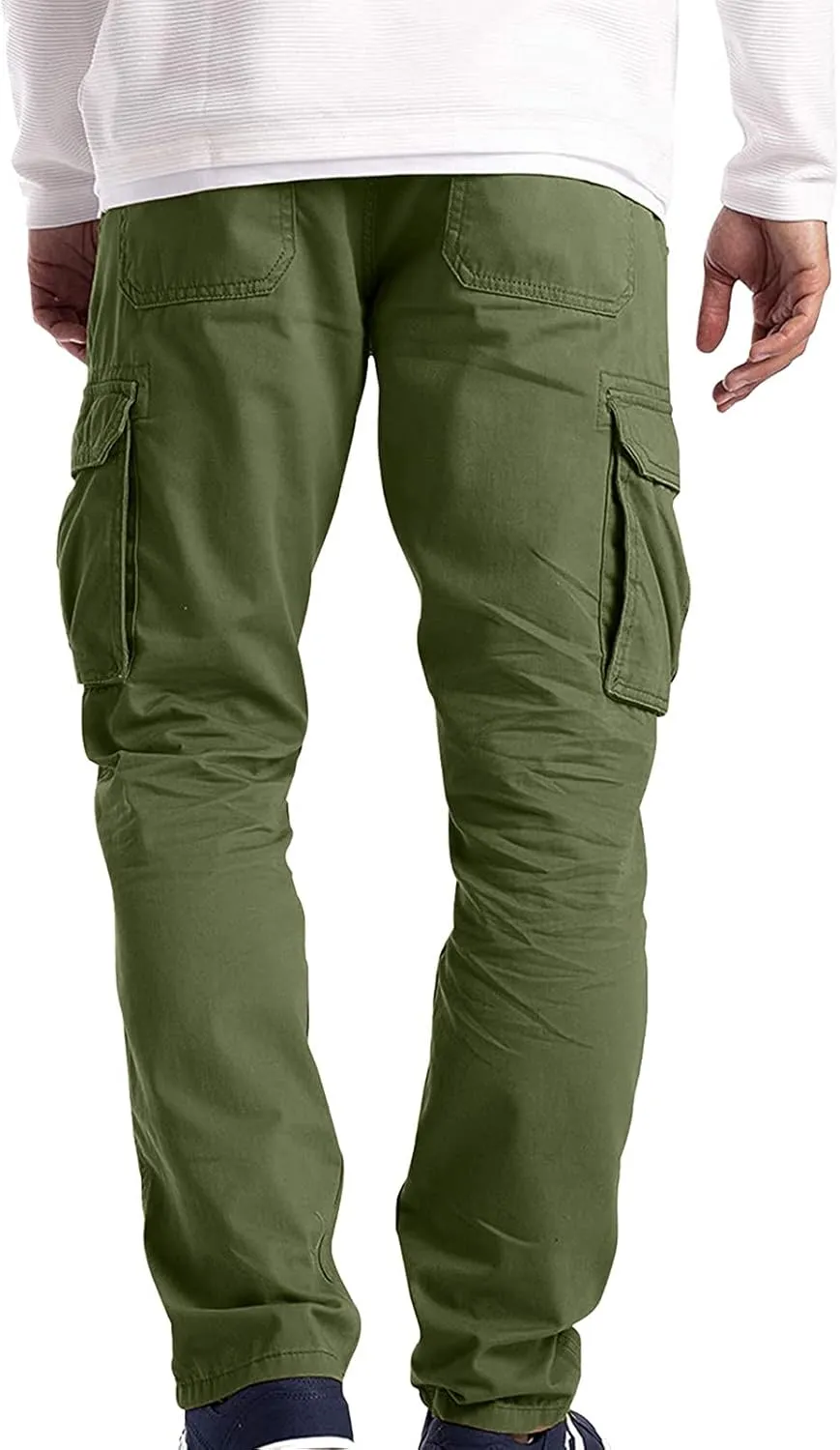 Mens Workout Cargo Sweatpants Loose Beach Pants Men's Heavyweight Fleece Cargo Sweatpants Stretch Elastic with Pocket