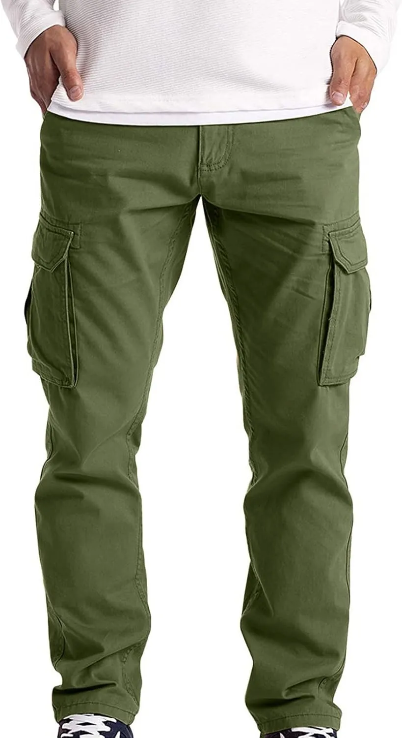 Mens Workout Cargo Sweatpants Loose Beach Pants Men's Heavyweight Fleece Cargo Sweatpants Stretch Elastic with Pocket