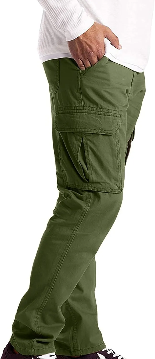 Mens Workout Cargo Sweatpants Loose Beach Pants Men's Heavyweight Fleece Cargo Sweatpants Stretch Elastic with Pocket