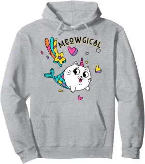 Meowgical Funny Unicorn Cat Mermaid Kids Toddler Girls Boys Pullover Hoodie