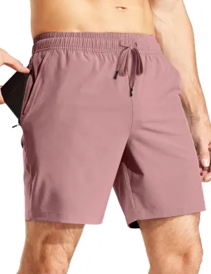 MIER Men's Workout Running Shorts 7 Inch Lightweight Athletic with Zipper Pockets No Liner Quick-Dry Gym Active Shorts