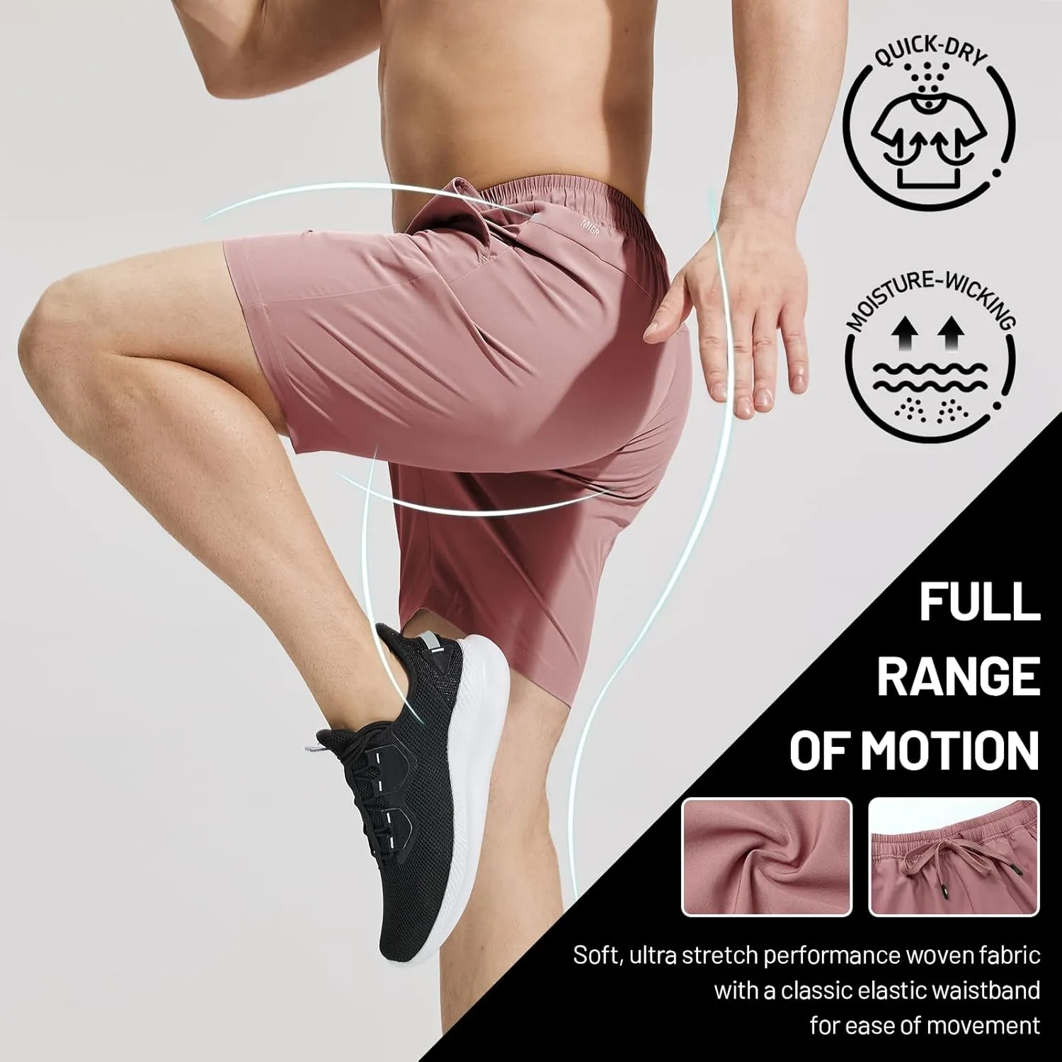 MIER Men's Workout Running Shorts 7 Inch Lightweight Athletic with Zipper Pockets No Liner Quick-Dry Gym Active Shorts