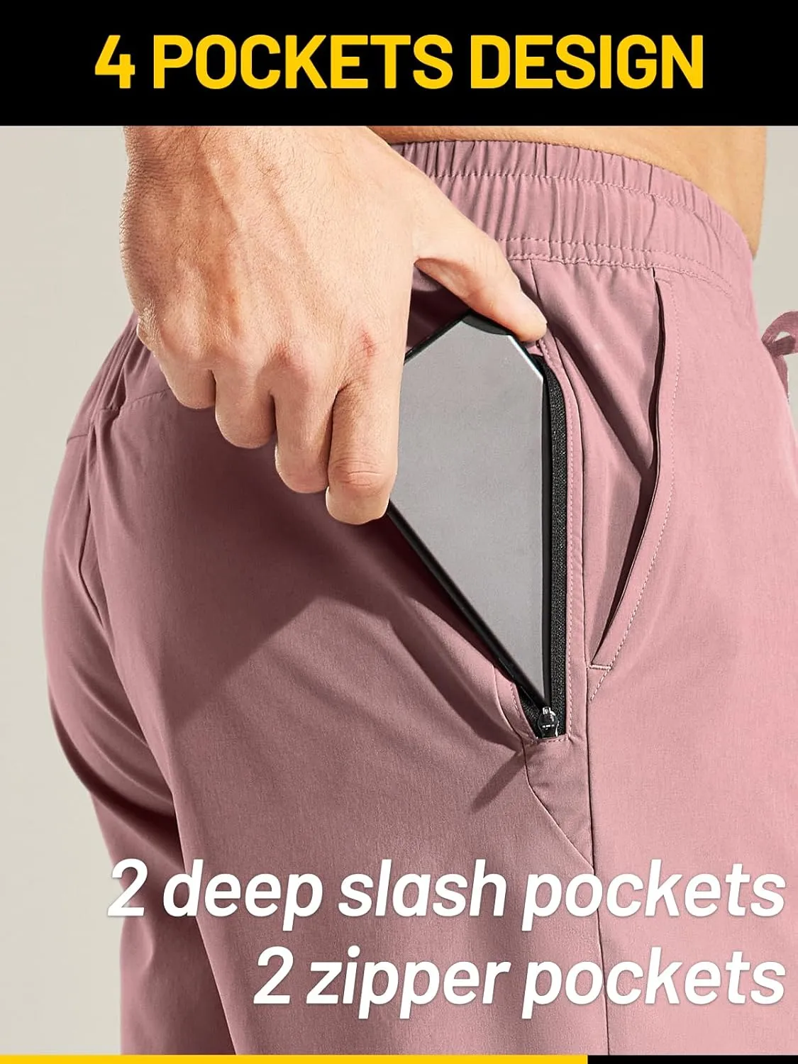 MIER Men's Workout Running Shorts 7 Inch Lightweight Athletic with Zipper Pockets No Liner Quick-Dry Gym Active Shorts