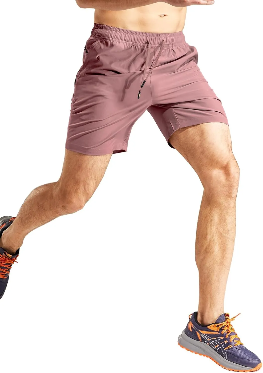 MIER Men's Workout Running Shorts 7 Inch Lightweight Athletic with Zipper Pockets No Liner Quick-Dry Gym Active Shorts