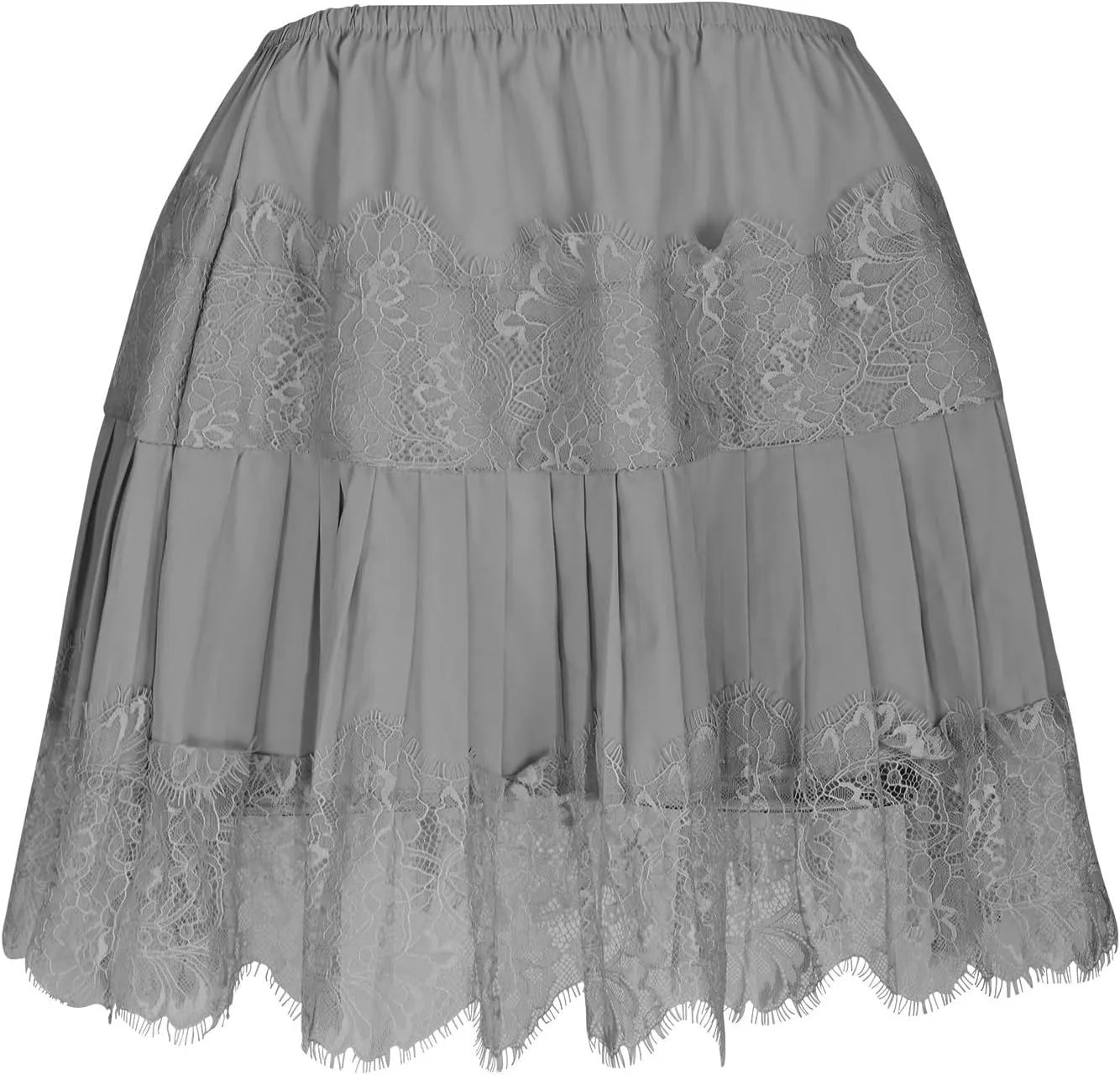 Mini Skirt for Women Summer Solid Lace Slip Layered Pleated Streetwear Short Skirts Elastic Waist Flowy Tiered Skirt