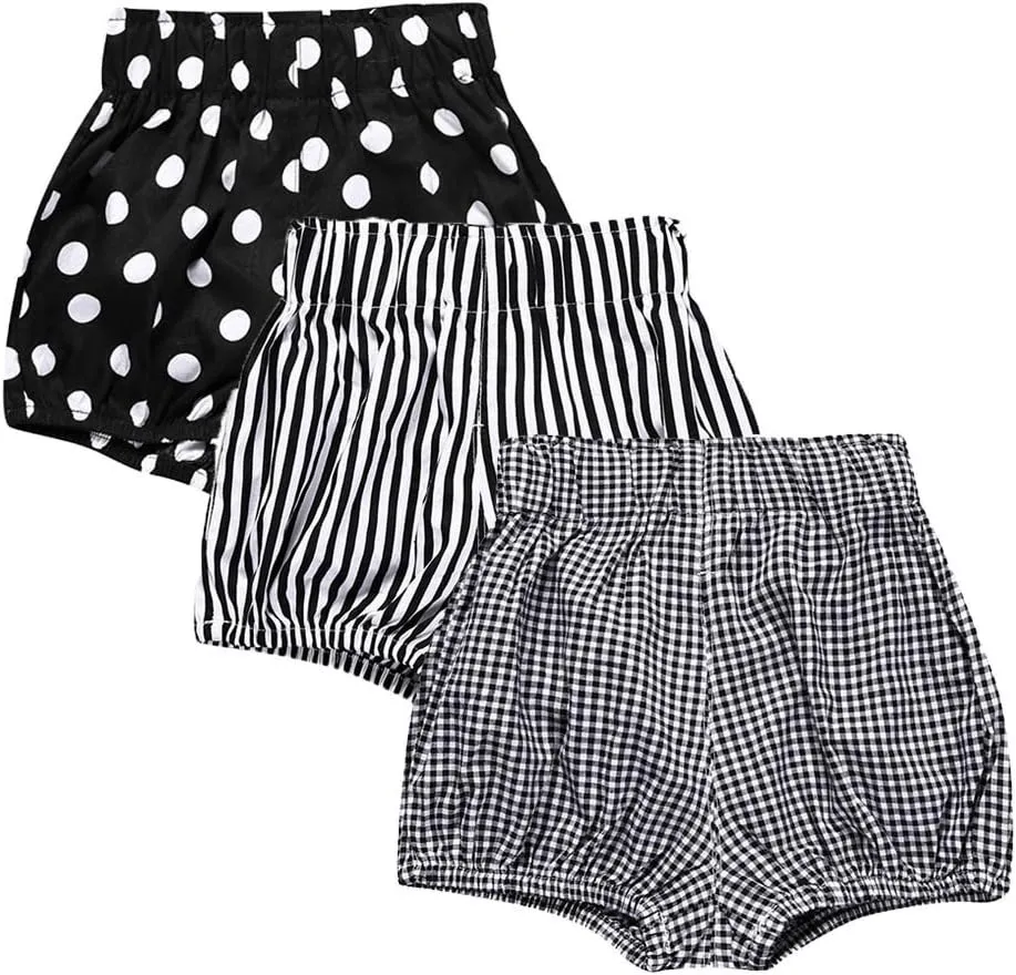 MYGBCPJS Baby Girls Boys 3 Pack Cotton Linen Blend Cute Bloomer Shorts Loose Harem Shorts