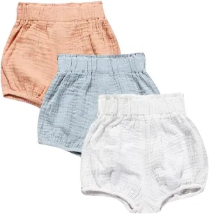MYGBCPJS Baby Girls Boys 3 Pack Cotton Linen Blend Cute Bloomer Shorts Loose Harem Shorts