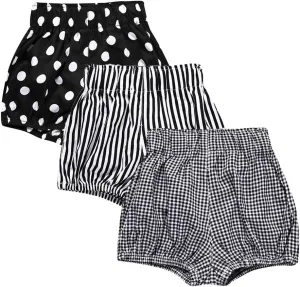 MYGBCPJS Baby Girls Boys 3 Pack Cotton Linen Blend Cute Bloomer Shorts Loose Harem Shorts