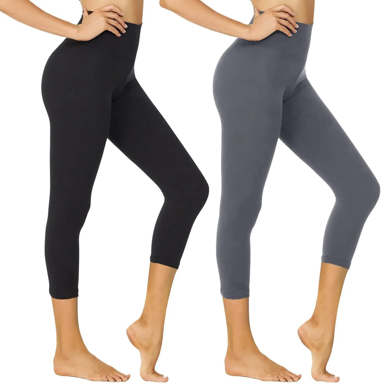 NexiEpoch High Waisted Leggings for Women - Black Tummy Control Compression Soft Yoga Pants for Workout Reg & Plus Size