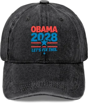 Obama 2028 Baseball Cap Cotton Washed Baseball Caps Adjustable Hat Custom Gifts for Men