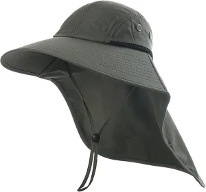 Outdoor Sun Hat for Men Women Wide Brim Sunscreen Fishing Hat with Neck Mesh Breathable Visors Cap