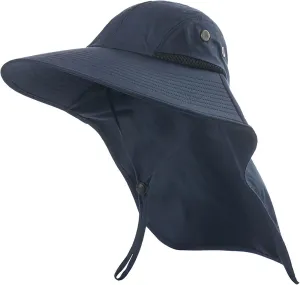 Outdoor Sun Hat for Men Women Wide Brim Sunscreen Fishing Hat with Neck Mesh Breathable Visors Cap
