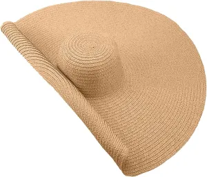 Oversized Beach Straw Hat for Women Large Wide Brim Visor Hats Floppy Foldable Roll up Cap Summer UV Protection Cap