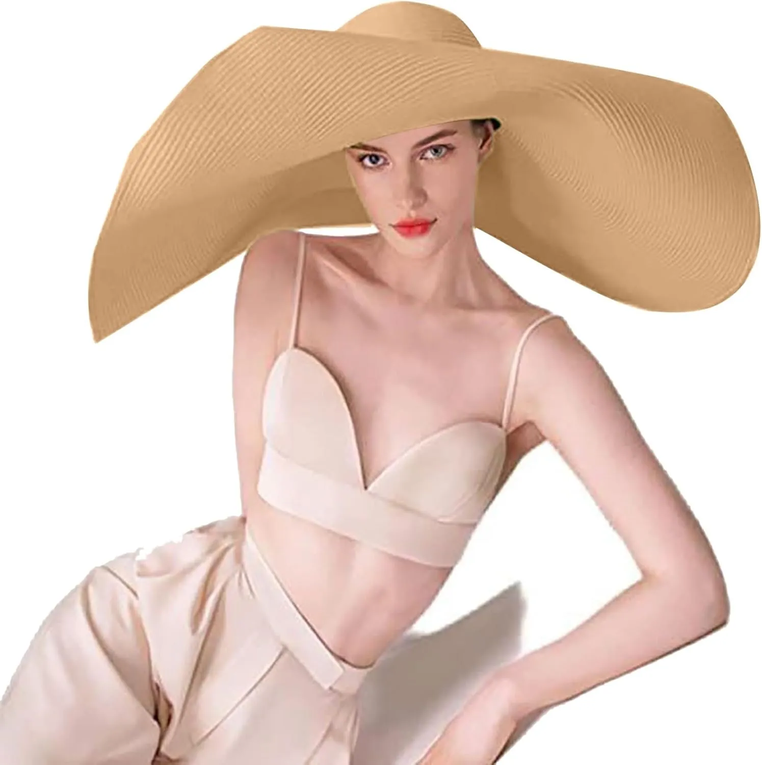 Oversized Beach Straw Hat for Women Large Wide Brim Visor Hats Floppy Foldable Roll up Cap Summer UV Protection Cap