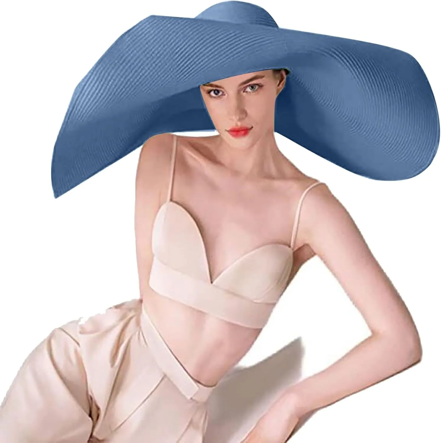 Oversized Beach Straw Hat for Women Large Wide Brim Visor Hats Floppy Foldable Roll up Cap Summer UV Protection Cap