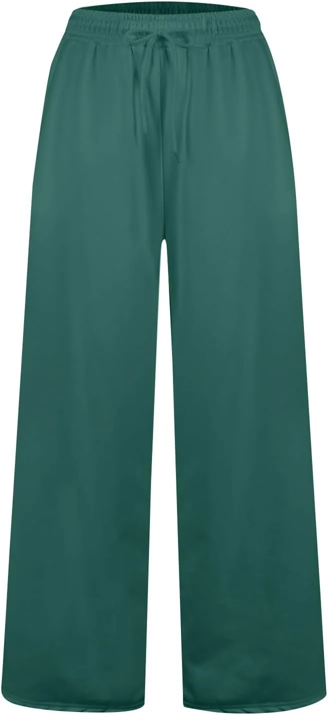 Oversized Sweatpants for Women Y2K Baggy Drawstring High Waisted Wide Leg Pants Comfy Fleece Joggers with Pockets