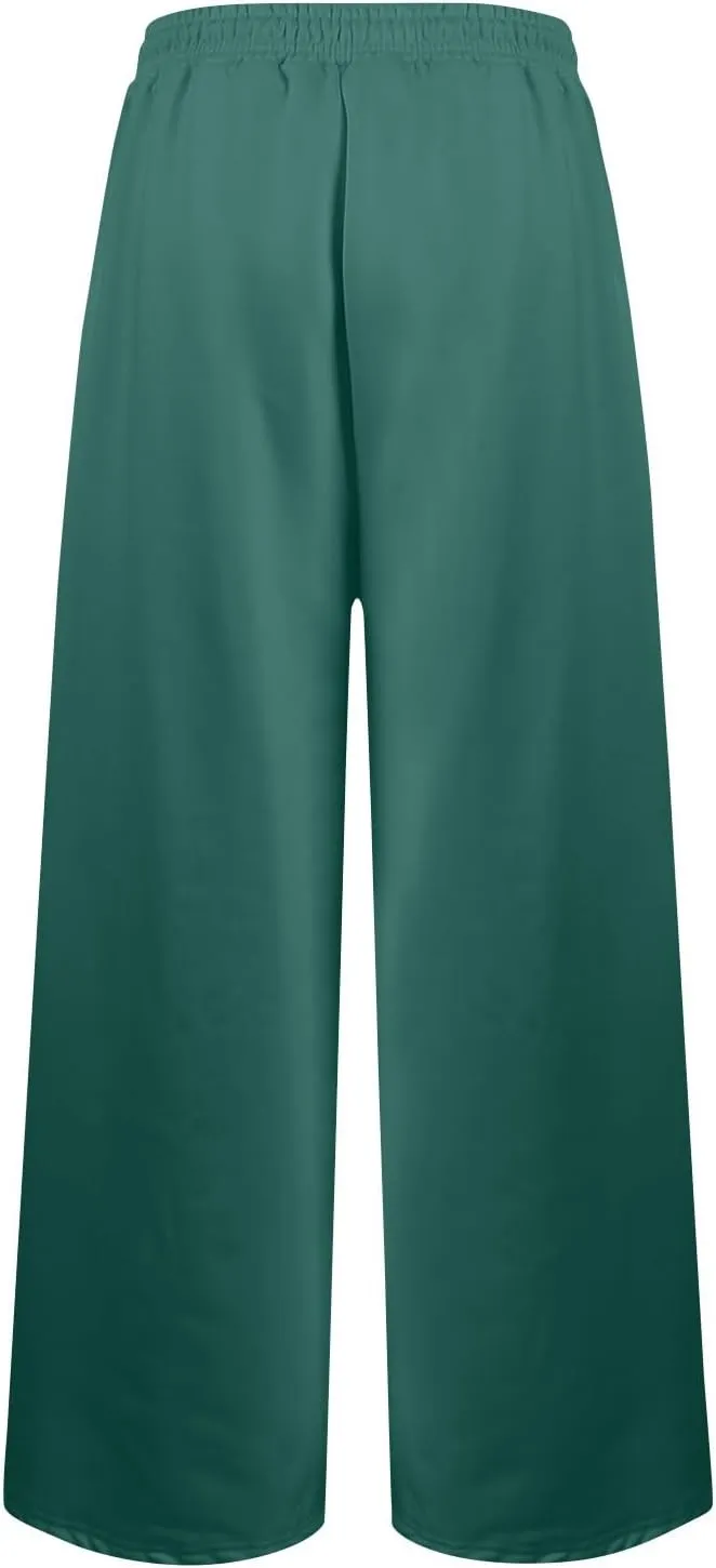 Oversized Sweatpants for Women Y2K Baggy Drawstring High Waisted Wide Leg Pants Comfy Fleece Joggers with Pockets