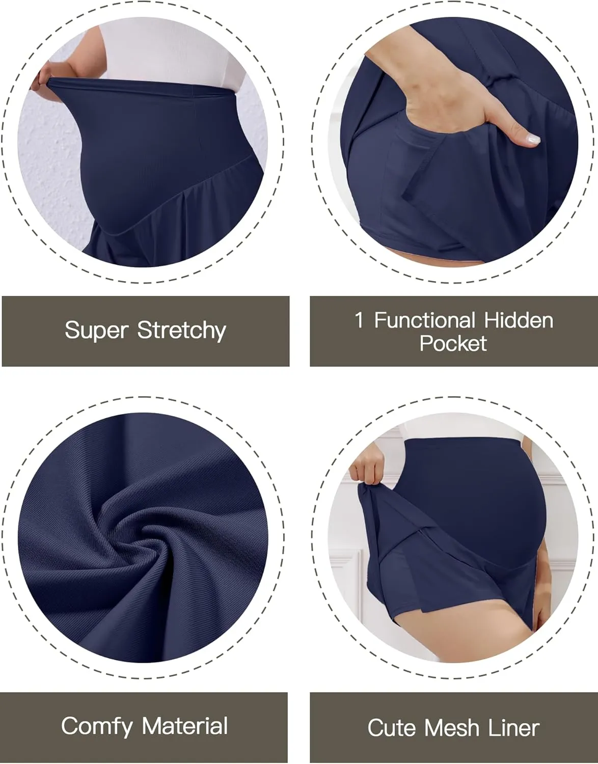 PACBREEZE Women's Maternity Shorts Over Belly Activewear Casual Stretchy Workout Summer Pregnancy Shorts