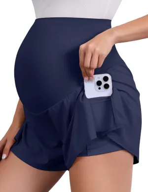 PACBREEZE Women's Maternity Shorts Over Belly Activewear Casual Stretchy Workout Summer Pregnancy Shorts