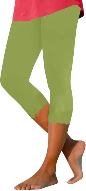 Pants for Women Pants 2024 High Waisted Yoga Capri Pants Lightweight Comfortable Solid Color Soft Casual Pants for