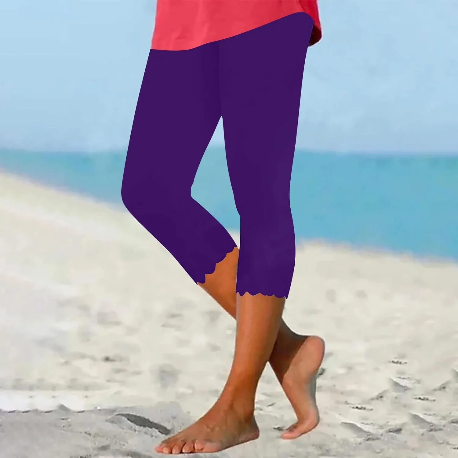 Pants for Women Pants 2024 High Waisted Yoga Capri Pants Lightweight Comfortable Solid Color Soft Casual Pants for