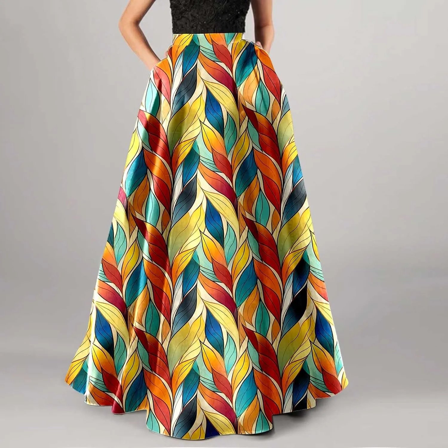 Pencil Skirt for Women Tummy Control High Waist Maxi Skirt Casual Loose Flowy Boho Party Long Women's Skirts with Pocket