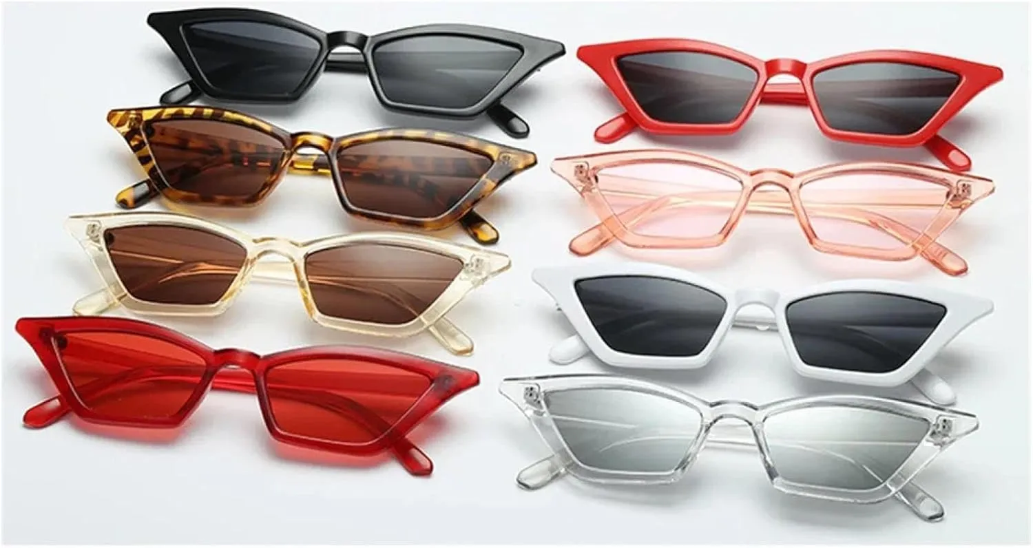 Retro Sunglasses Women Cat Eye Black White Vintage Ladies Sun Glasses Red Uv400 Female