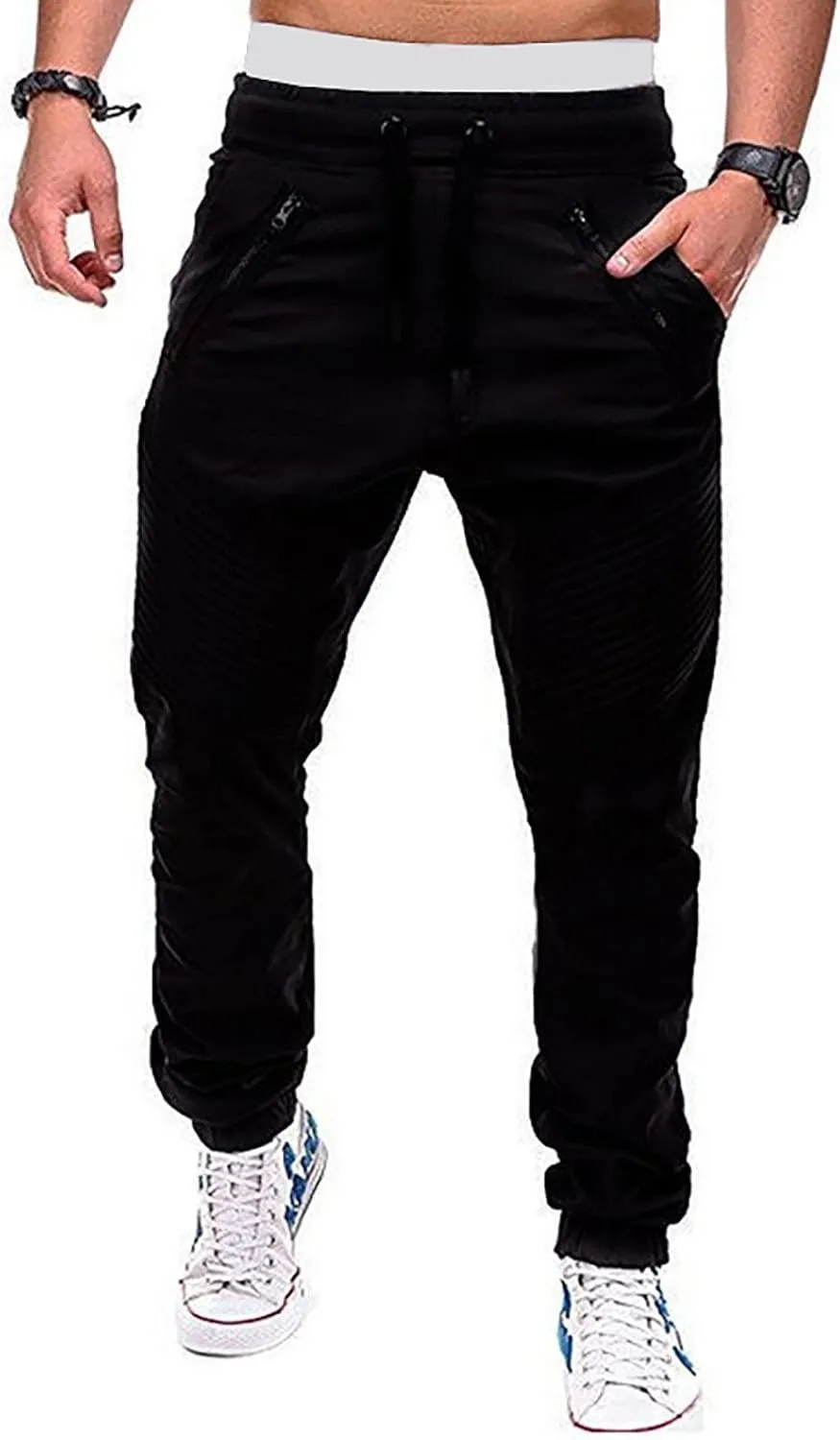 RTRDE Men's Casual Pants Joggers Pants Cargo Athletic Sweatpants Workout Pants with Zipper Pockets Sweatpants, M-4XL