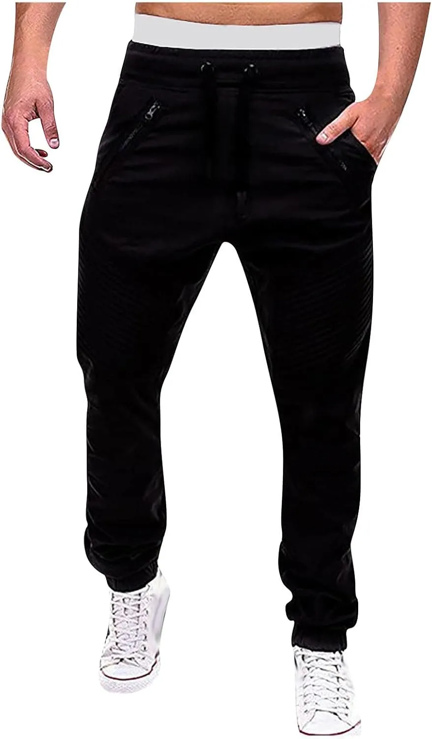 RTRDE Men's Casual Pants Joggers Pants Cargo Athletic Sweatpants Workout Pants with Zipper Pockets Sweatpants, M-4XL