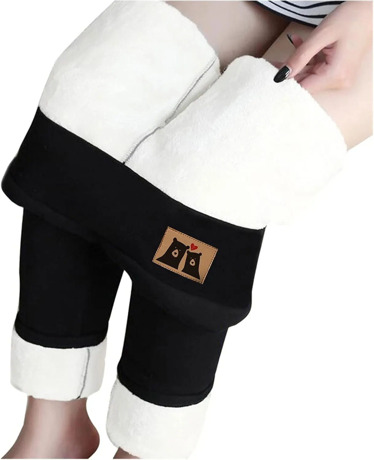 sdbrld Fleece Lined Leggings Women,Womens Fleece Lined Leggings High Waist Thick Warm Pants Tummy Control Soft Thermal Tights