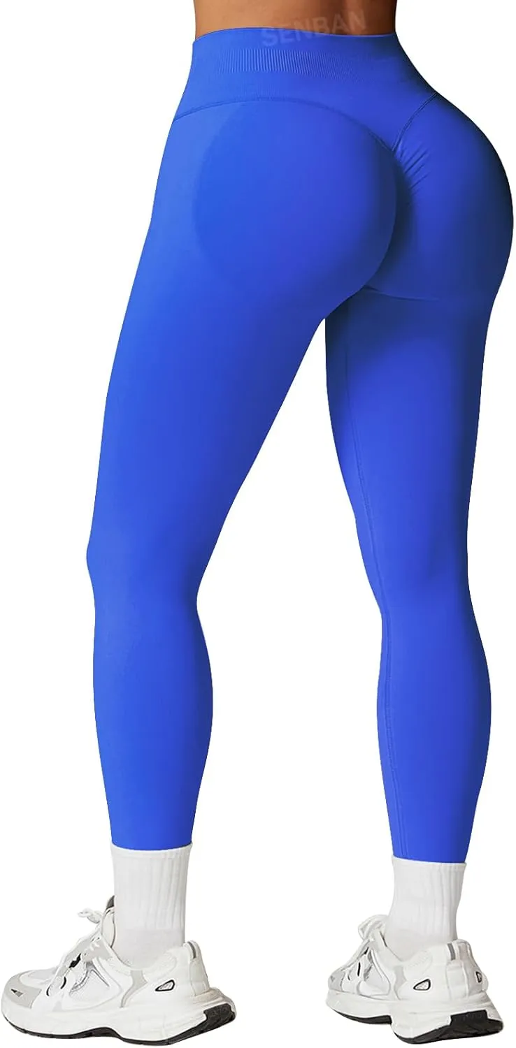 SENBAN Women's High Waisted Leggings Seamless Workout Gym Yoga Pants Tummy Control Smile Contour Activewear Tights
