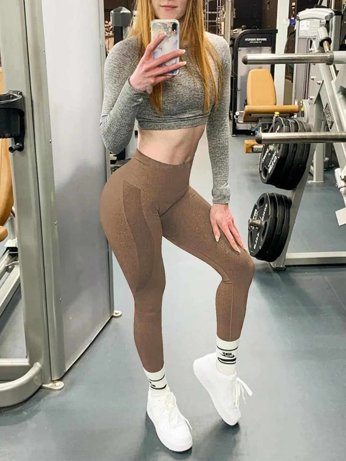 SENBAN Women's High Waisted Leggings Seamless Workout Gym Yoga Pants Tummy Control Smile Contour Activewear Tights