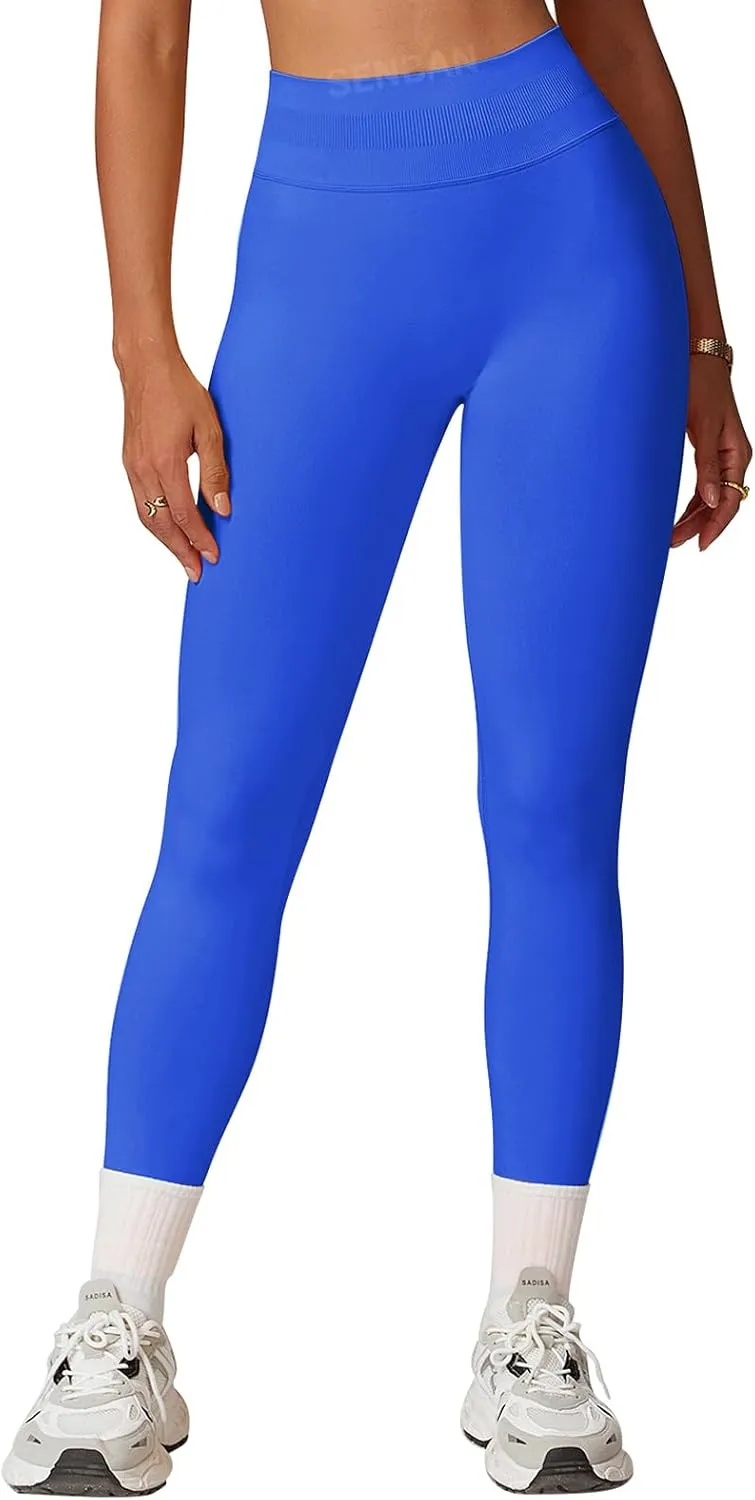 SENBAN Women's High Waisted Leggings Seamless Workout Gym Yoga Pants Tummy Control Smile Contour Activewear Tights