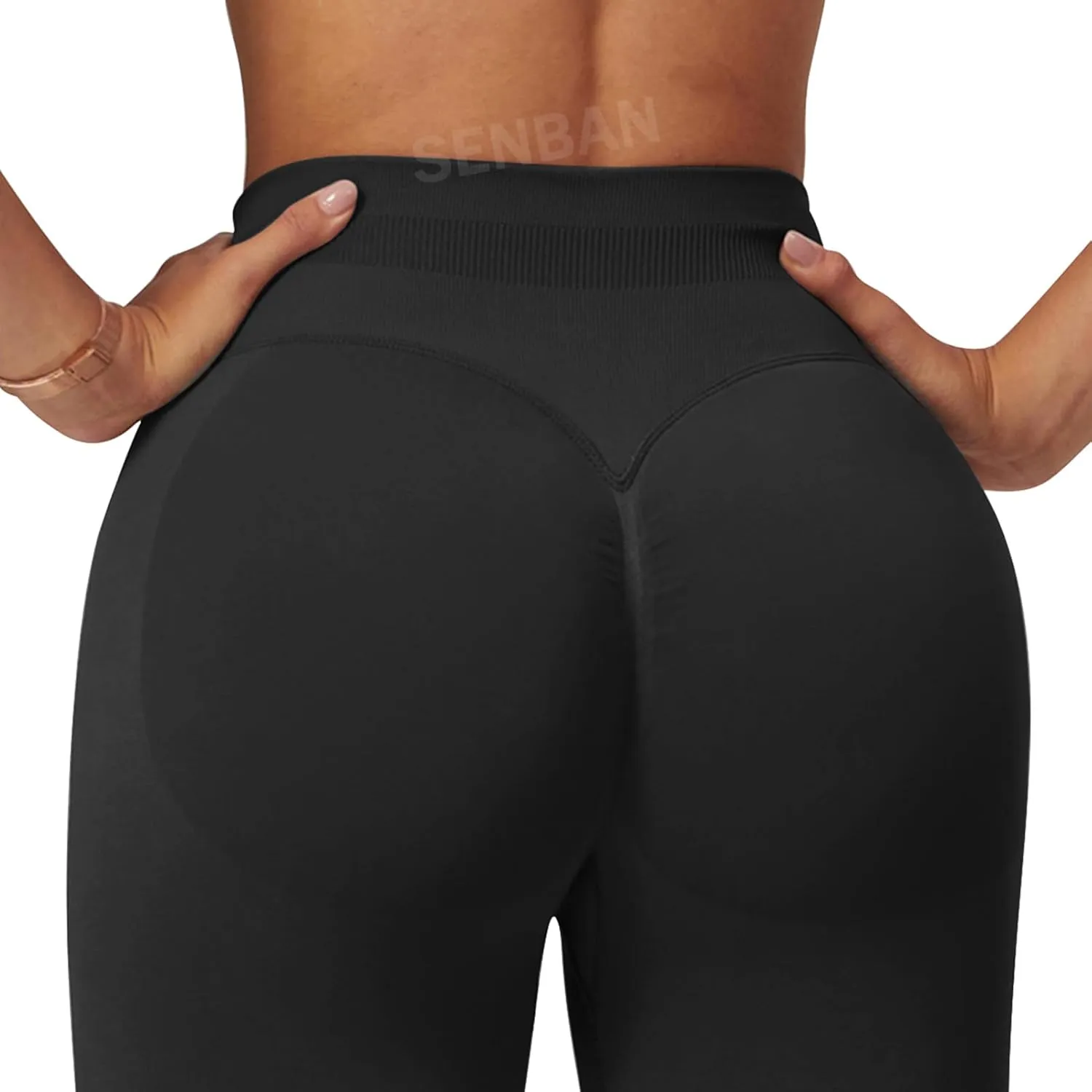 SENBAN Women's High Waisted Leggings Seamless Workout Gym Yoga Pants Tummy Control Smile Contour Activewear Tights