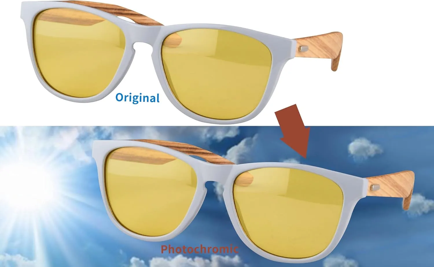 SHINU Polarized Photochromic Fishing Sunglasses Night Vision Blue Light Blocking Glasses-6100/148