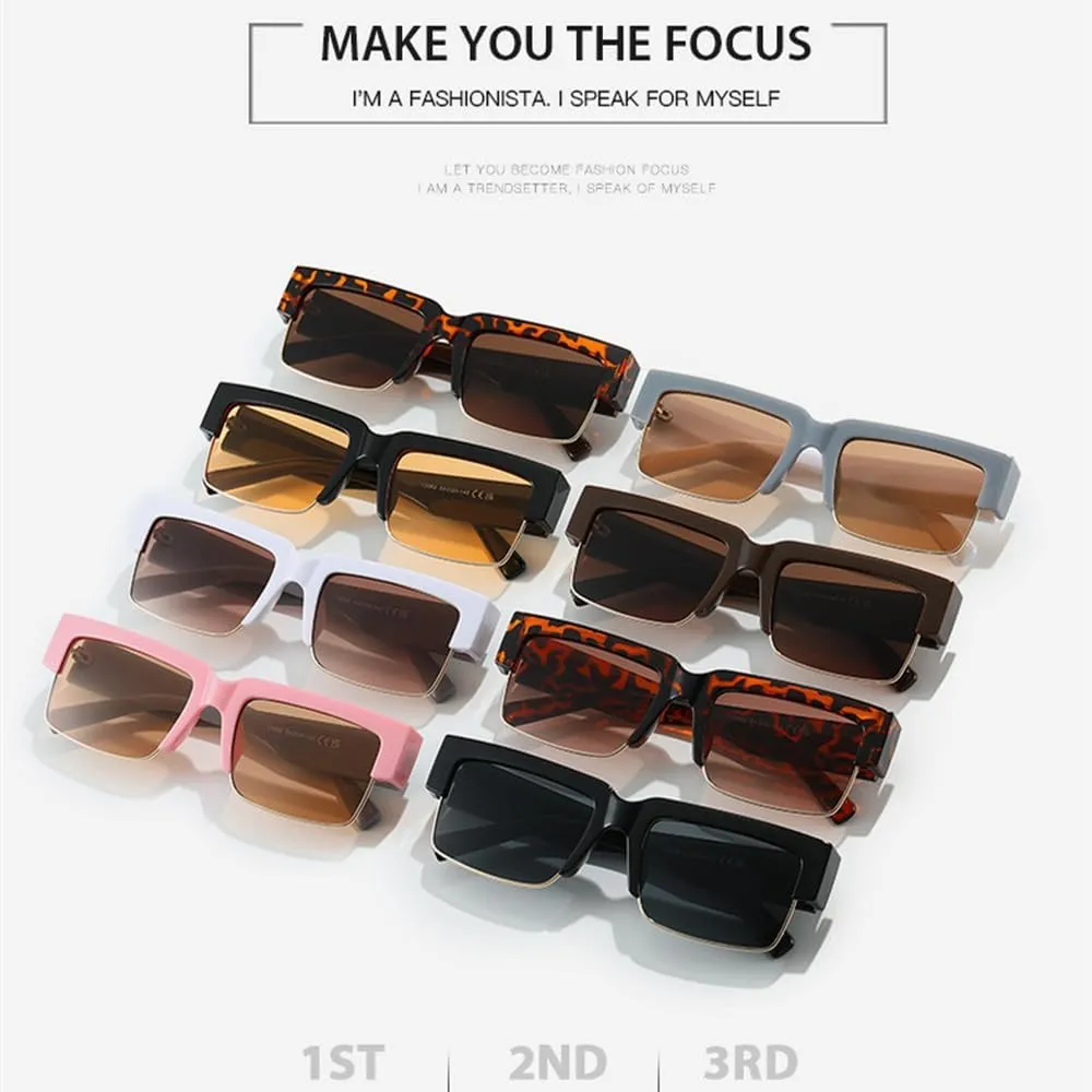 Small Half Sunglasses Women Fashion Vintage Shades Men Luxury Sun Glasses UV400 Eyewear