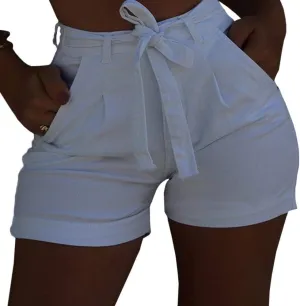 SOMTHRON Sexy Women's Denim Pants Shorts High Rise Tie Bow Waisted Tummy Control Girls Jeans Shorts